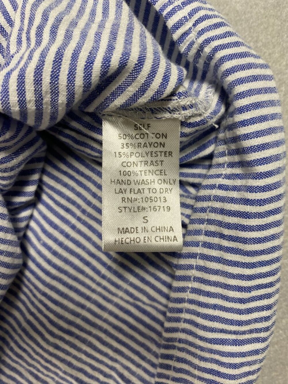 Savanna Jane Embroidered Striped Flutter Sleeve Top Blue White Small Cotton Blen - Picture 5 of 7